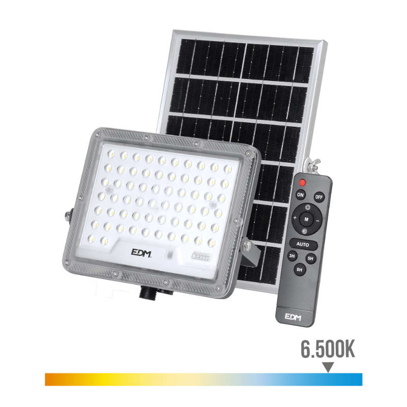 FOCO PROYECTOR SOLAR SLIM 100W 1.200LM 6.500K EDM - 21,1 x 4,2 x 18,9 CM