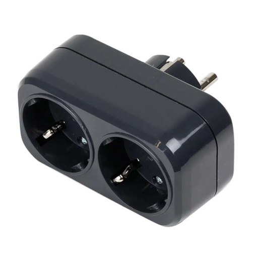 [024664] MIRKA ADAPTADOR ELÉCTRICO 2 TOMAS 230V EU - NEGRO - UNICO